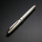 Solid 925 Silver Fountain Pen // Classic Barley Engraving (Fine Point Nib)