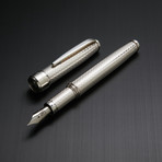Solid 925 Silver Fountain Pen // Classic Barley Engraving (Medium Nib)