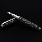Fountain Pen // Marine Stingray Galuchat + Silver (Fine Point Nib)