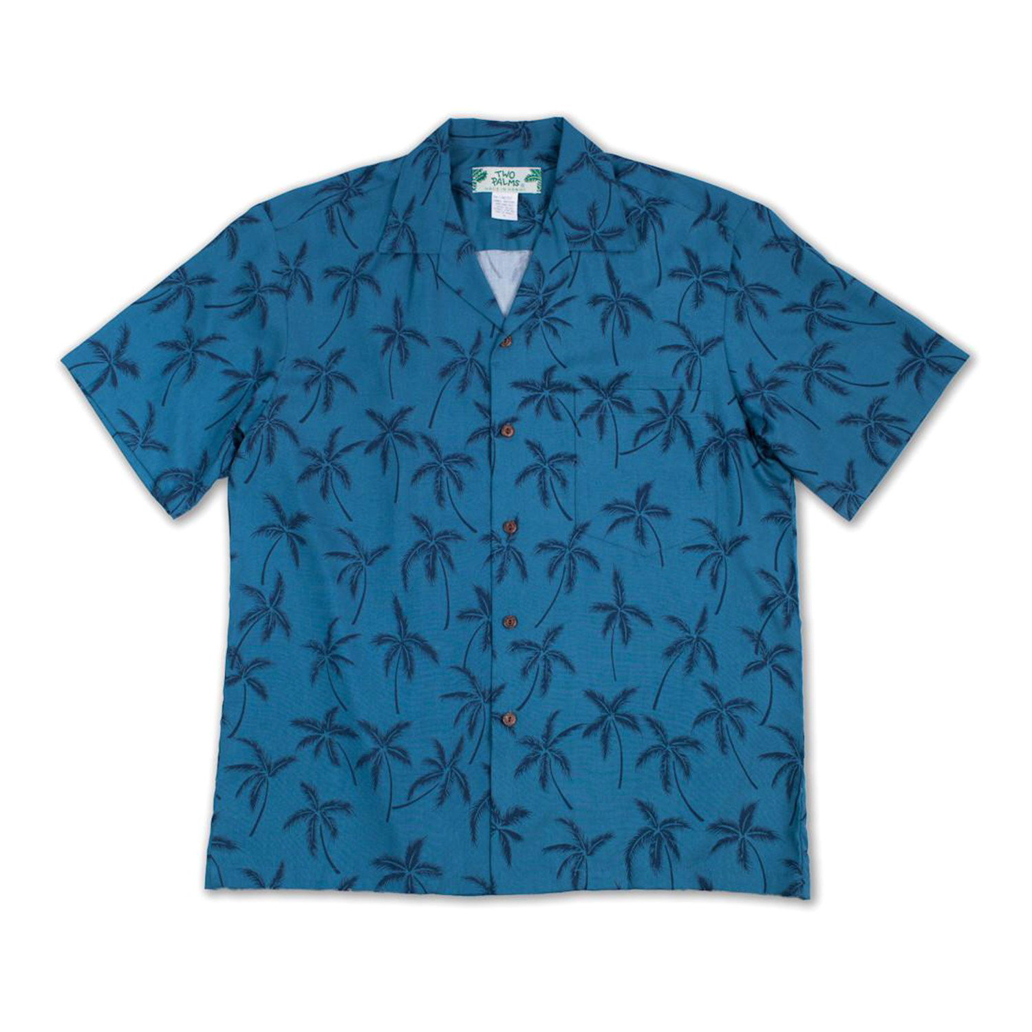 Palm Tree Button Up Shirts // Deep Blue (Small) - Two Palms - Touch of ...