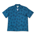 Palm Tree Button Up Shirts // Deep Blue (Small)