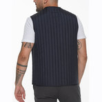 Striped Quilted Vest // Dark Blue (S)
