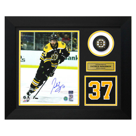 Patrice Bergeron // Boston Bruins // Autographed Jersey Number Display