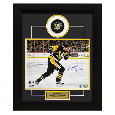 Evgeni Malkin // Pittsburgh Penguins // Autographed Slap Shot Display