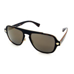 Versace // Men's GV2199-12524T Sunglasses // Havana Dark Gray + Gold Mirror