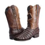 Rodeo Square Boot Caiman Parche Print // Brown (US: 7.5EE)