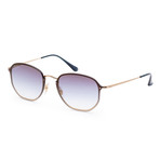 Unisex Hexagonal Sunglasses // Demi Gloss Gold + Gray Blue