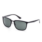 Men's Classic Sunglasses // 57mm // Matte Black + Green