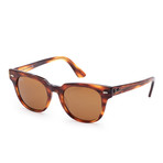 Unisex Meteor Classic Sunglasses // Striped Havana Frame + Brown Lens