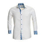 Hayden Swirl Reversible Cuff Button-Down Shirt // White (M)