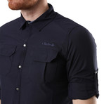 Hudson Button Down Shirt // Navy Blue (XS)