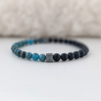 Apatite + Agate + Square Bead Bracelet // Blue + Black