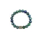 Chrysocolla + Lapis Lazuli Mix Bead Bracelet // Blue + Green + Gold
