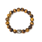 Tiger's Eye Bead Bracelet // Brown + Gold