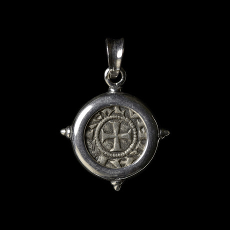 Crusader Silver Coin Pendant // Genoa, Italy 1139-1252 Ad