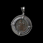 Byzantine Coin In Silver Bezel // Justinian I, 527-565 AD