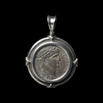 Large Roman Silver Coin Of Nero // Silver Bezel