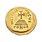 Byzantine Gold Coin Depicting The True Cross // 610-613 AD