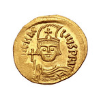 Byzantine Gold Coin Depicting The True Cross // 610-613 AD