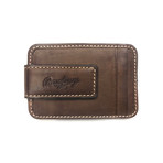 Baseball Stitch Front Pocket Wallet + Magnetic Money Clip // Brown