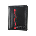 Baseball Stitch Tri-Fold Wallet // Black
