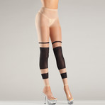 Layered Stripes Pantyhose // Nude/Black // Two Pieces