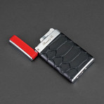 Sotille Elegant and Ultra Thin Torch Lighter // Limited Edition // Black Embossed Python + Red Leather