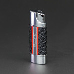 Nano Lighter Robust + Compact Torch // Limited Edition // Black Embossed Python + Red Leather