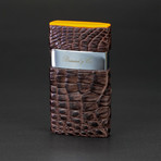 Venezia Fountain Flame Torch Lighter (Black + Yellow Caiman Leather)