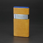 Venezia Fountain Flame Torch Lighter (Black + Yellow Caiman Leather)