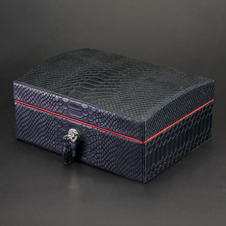 Casita De Puro Mini Humidor // Limited Edition // Black Embossed Python + Red Leather