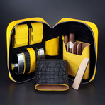 Havana Traveler Luxury Cigar Compendium (Black + Yellow Caiman Leather)
