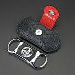 Precision Deep V Cutter + Luxury Pouch // Limited Edition // Black Embossed Python + Red Leather