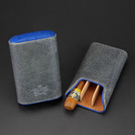 Cedar-Lined 3 Cigars Case (Black + Yellow Caiman Leather)