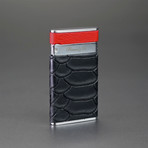 Sotille Elegant and Ultra Thin Torch Lighter // Limited Edition // Black Embossed Python + Red Leather