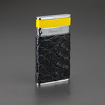 Sotille Elegant and Ultra Thin Torch Lighter (Black + Yellow Caiman Leather)