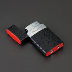 Venezia Fountain Flame Torch Lighter // Limited Edition // Black Embossed Python + Red Leather