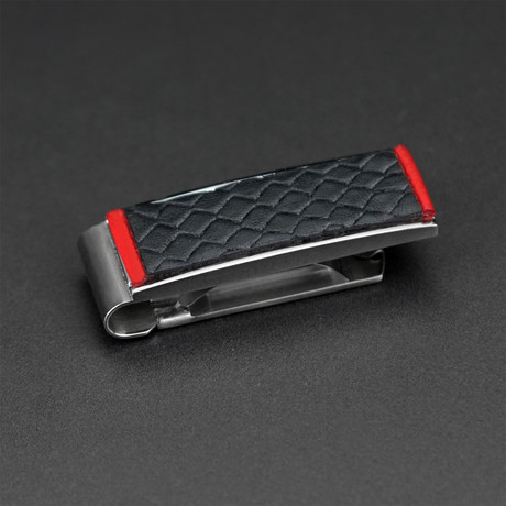Expandable Money Clip // Limited Edition // Black Embossed Python + Red Leather