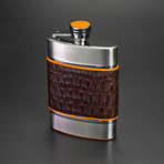 6 Ounce Flask (Black + Yellow Caiman Leather)