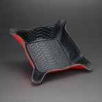 Valet Tray (Black Embossed Python + Red Leather)