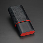 Cedar-Lined 3 Cigars Case // Limited Edition // Black Embossed Python + Red Leather (Black Embossed Python/Red Leather)