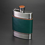 6 Ounce Flask // Limited Edition // Augusta Green Italian Leather