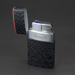Venezia Fountain Flame Torch Lighter // Limited Edition // Black Embossed Python + Red Leather