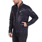 Ken Leather Jacket // Navy Blue (XS)