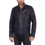 Ken Leather Jacket // Navy Blue (XL)