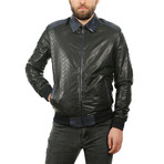 Milo Leather Jacket // Navy Blue (XL)