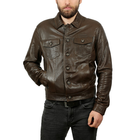 Sean Leather Jacket // Khaki (XS)