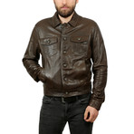 Sean Leather Jacket // Khaki (M)