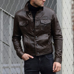 Sean Leather Jacket // Khaki (2XL)