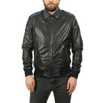 Milo Leather Jacket // Navy Blue (3XL)